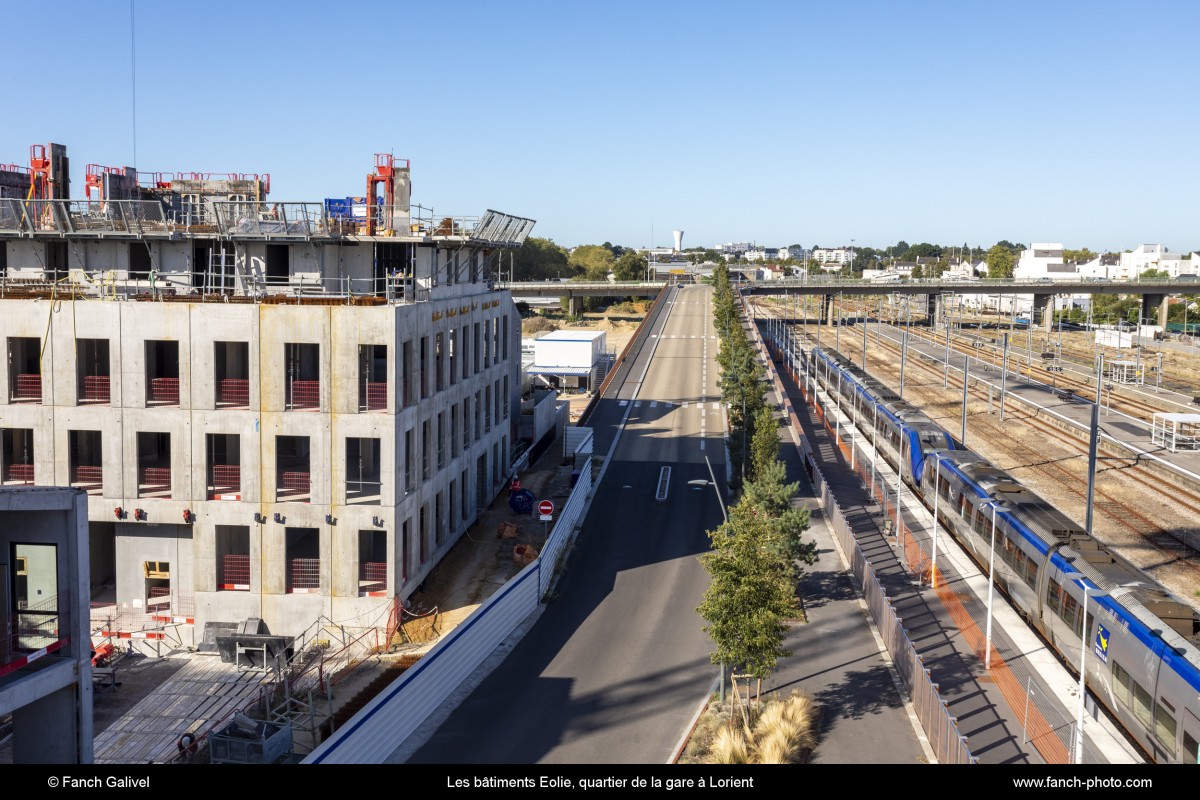 Les bâtiments Eolie en construstion dans le quartier de la gare _ Lorient
