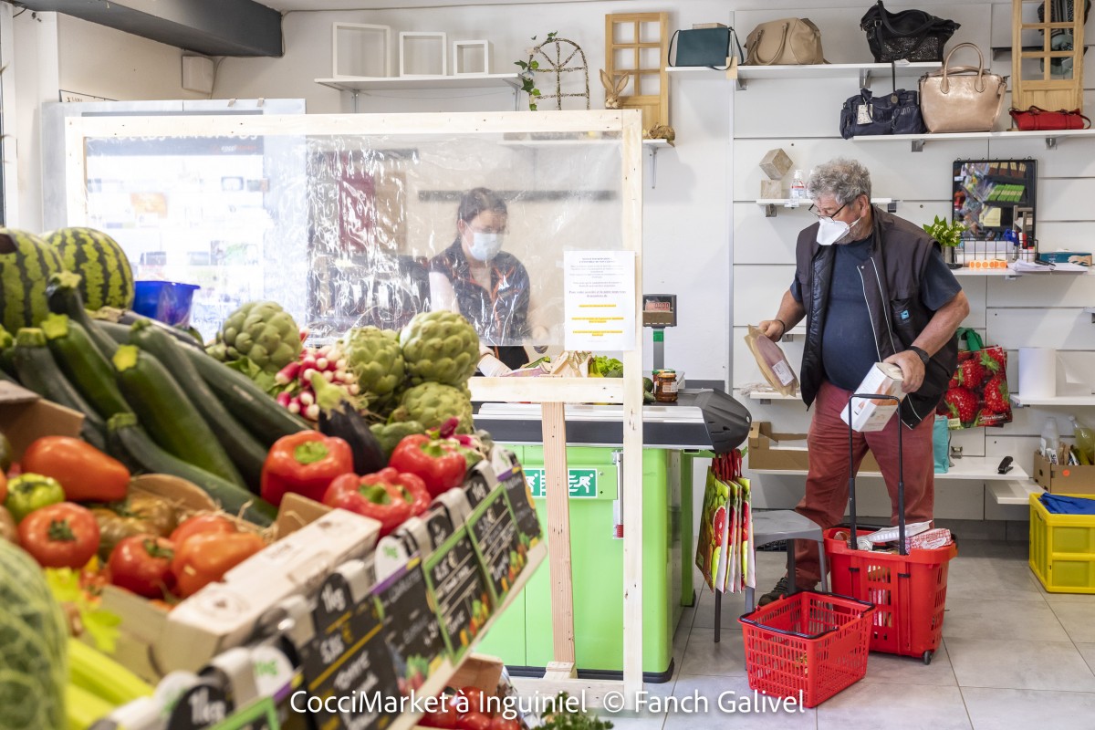 CocciMarket à Inguiniel durant la période de confinement covid-19.