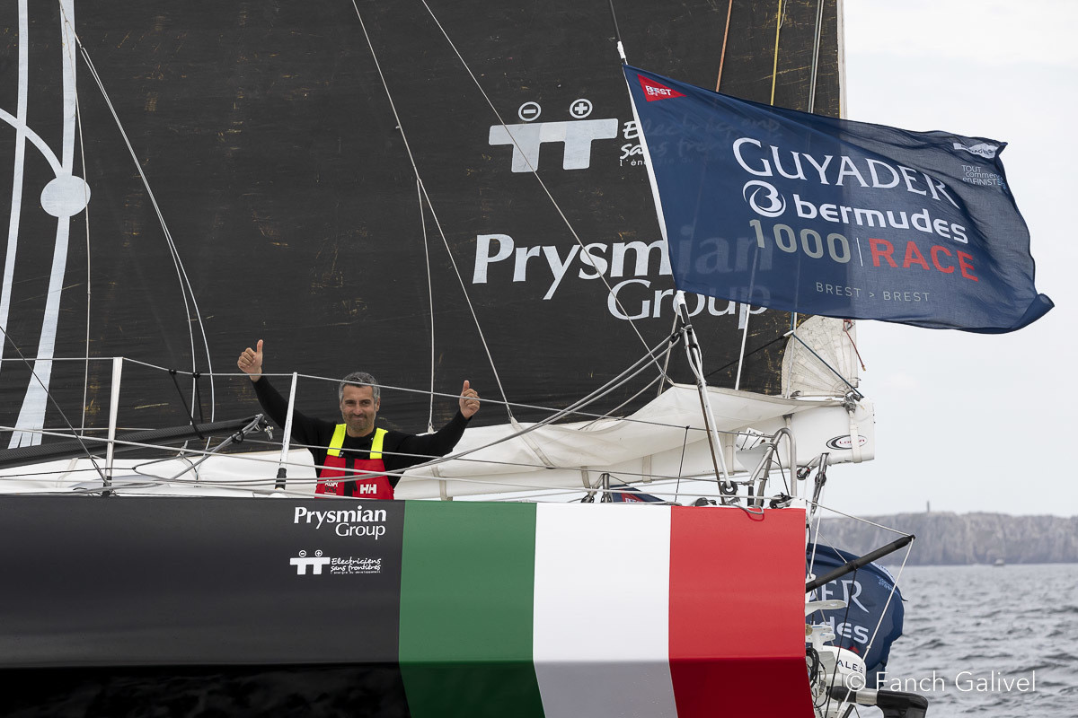 Arrivée de Giancarlo Pedote ( 8 ème ) avec l'Imoca "Prysmian Group " lors de la Guyader Bermudes 2022.