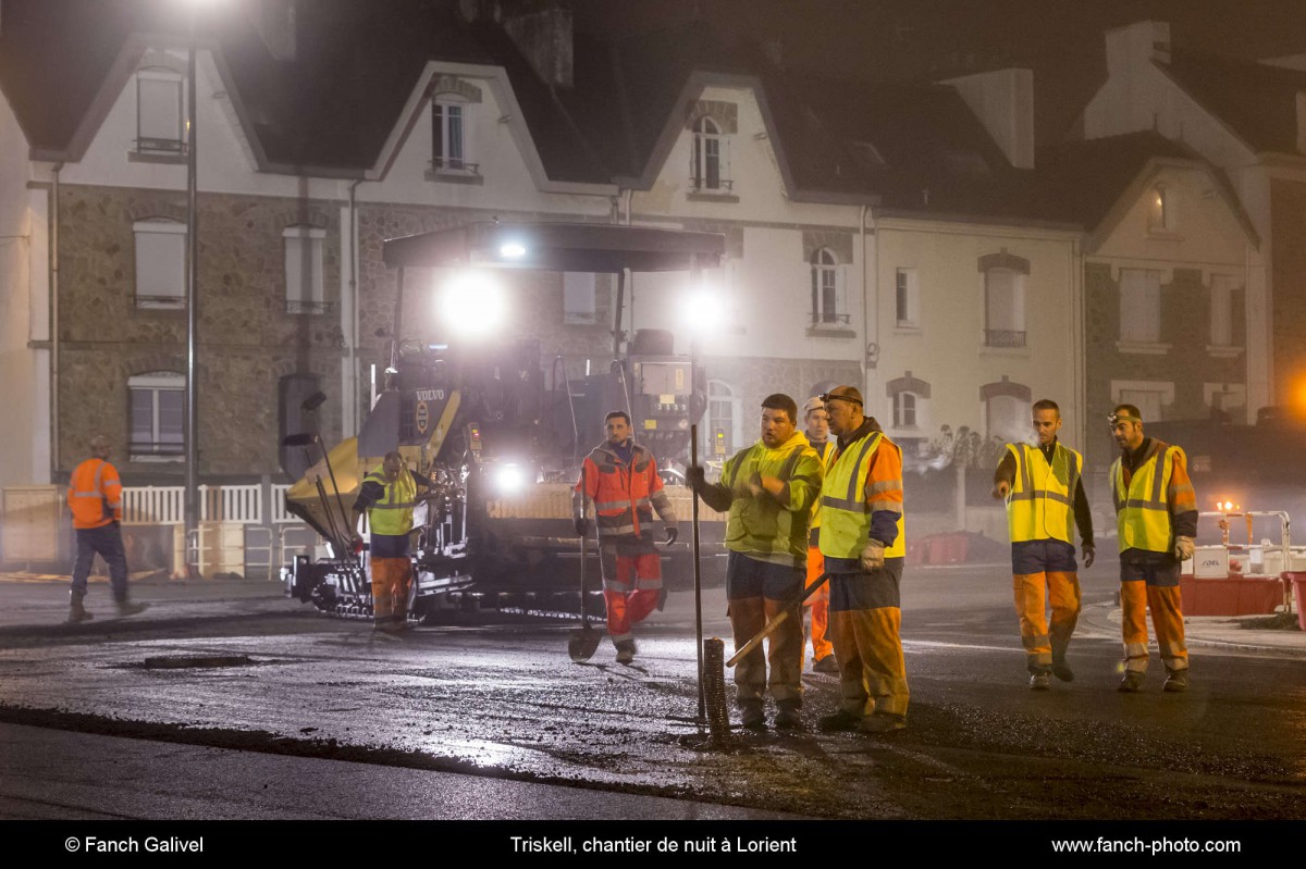 Triskell, chantier de nuit au carrefour de Kerjulaude à Lorient
