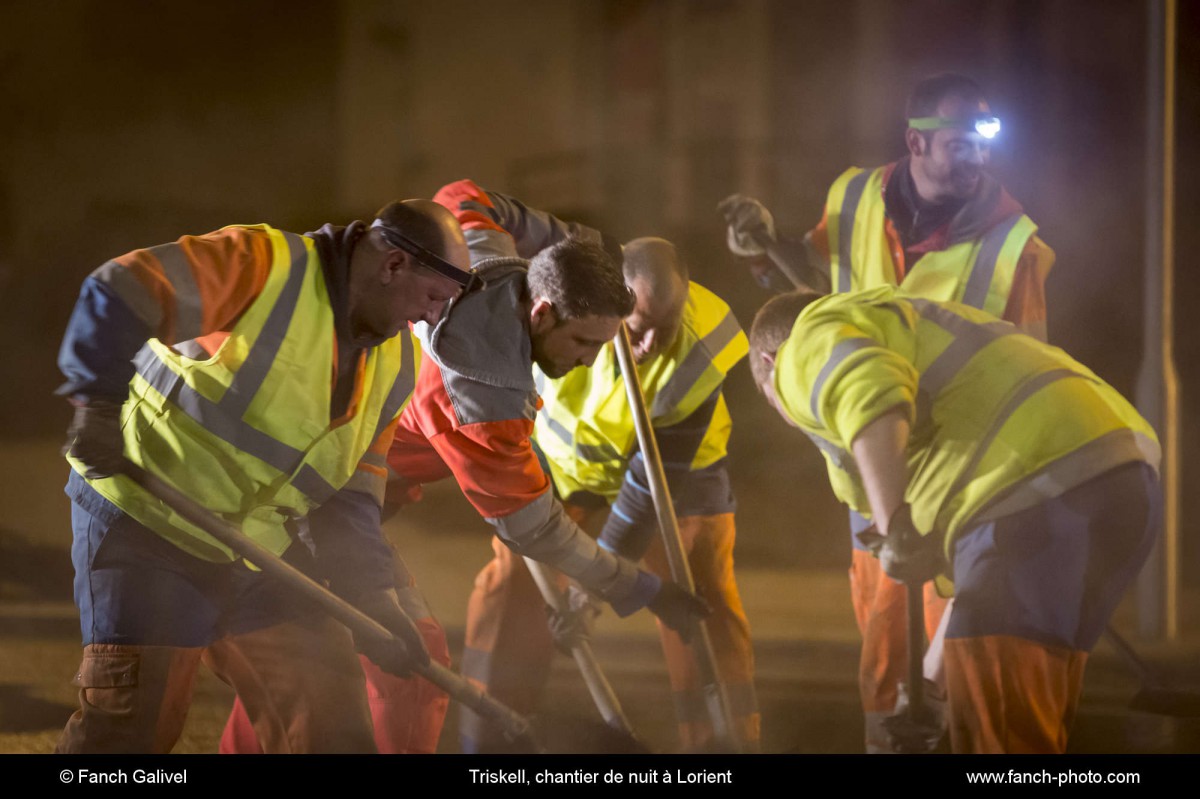Triskell, chantier de nuit au carrefour de Kerjulaude à Lorient