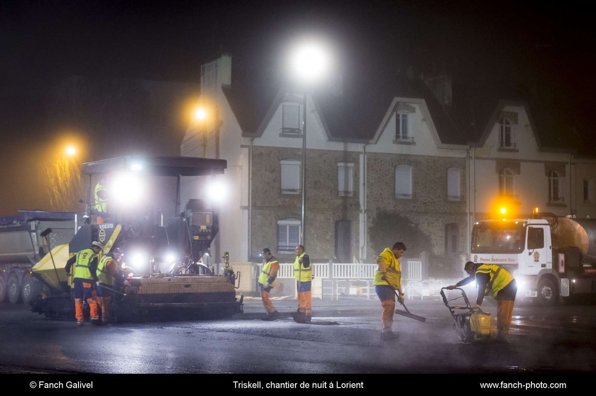 Triskell, chantier de nuit au carrefour de Kerjulaude à Lorient