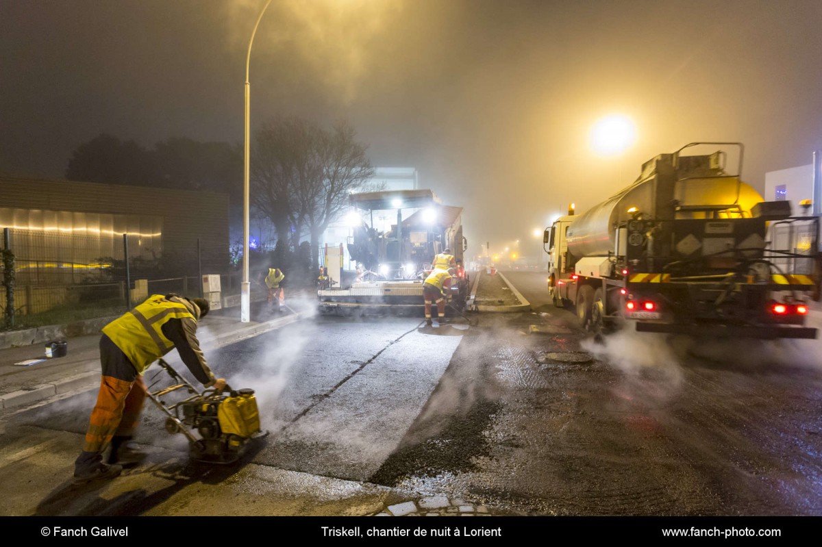 Triskell, chantier de nuit au carrefour de Kerjulaude à Lorient