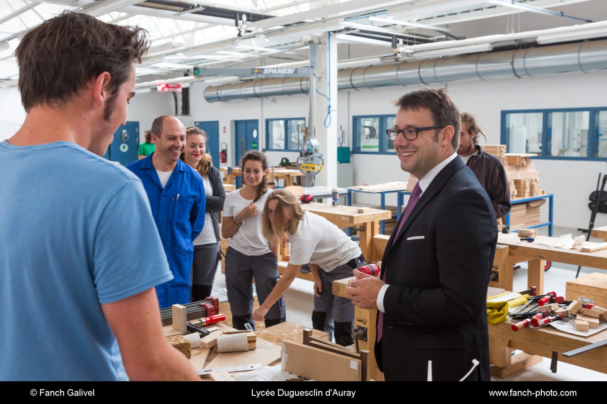 Visite de Loïg Chesnais-Girard, président de la Région Bretagne au Lycée Professionnel Duguesclin d'Auray