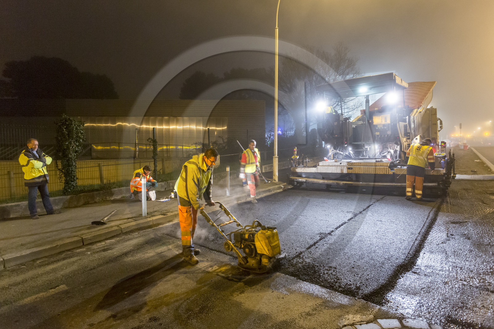 Triskell, chantier de nuit au carrefour de Kerjulaude à Lorient