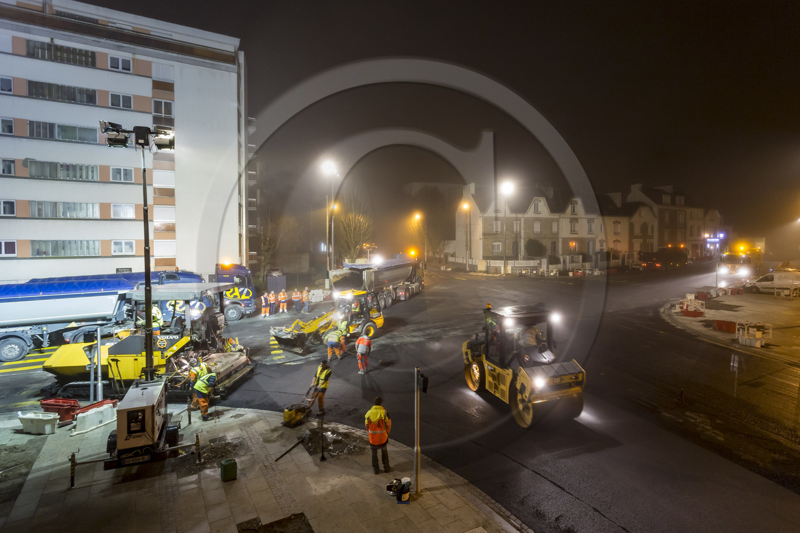 Triskell, chantier de nuit au carrefour de Kerjulaude à Lorient