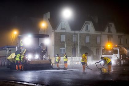 Triskell, chantier de nuit au carrefour de Kerjulaude à Lorient