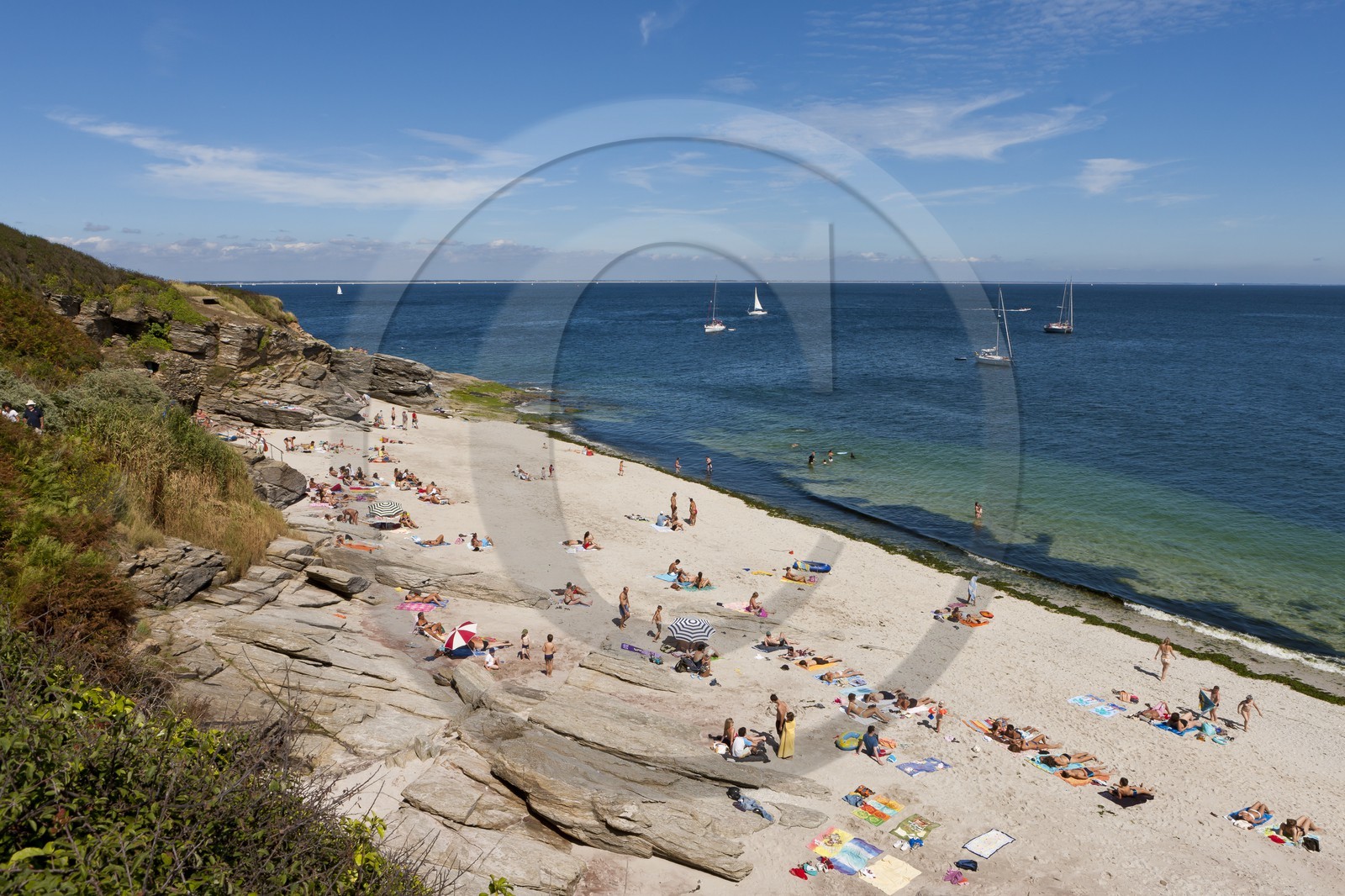 France, Morbihan(56), ile de Groix, La plage des sables rouges