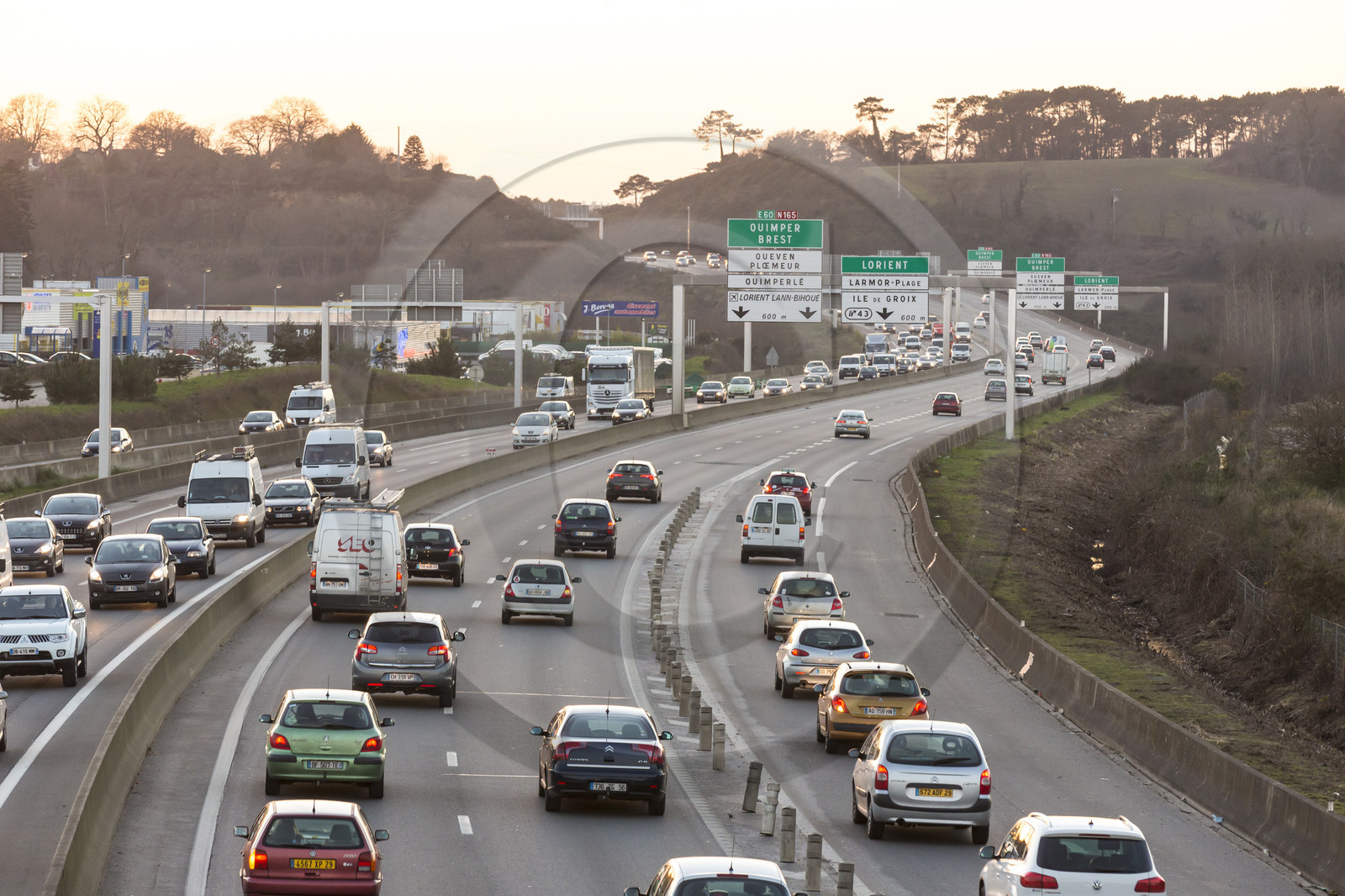 La 4 voies N165 entre Lanester et Lorient.