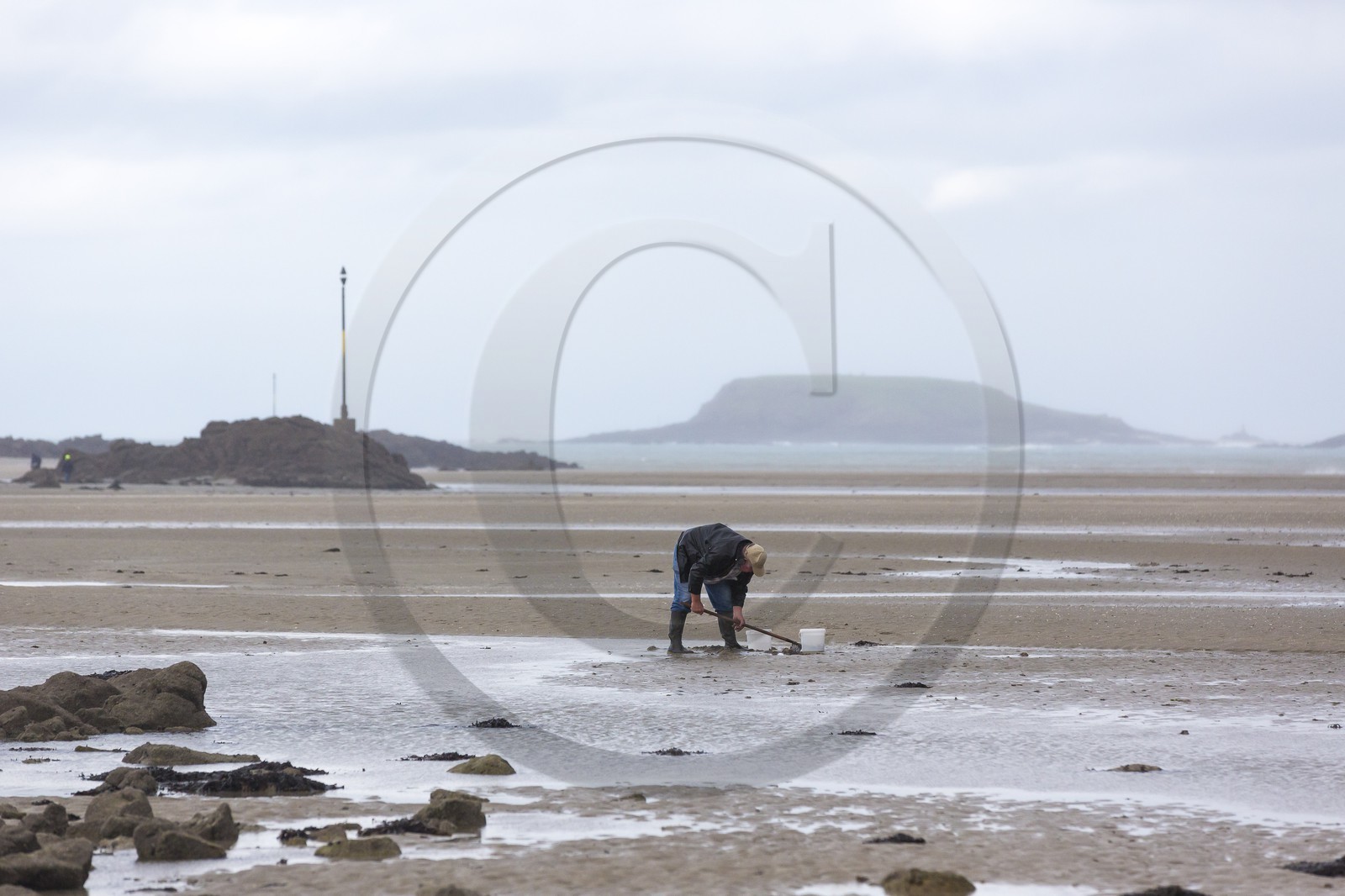 Pêche à pied en baie de Saint Jacut de la Mer.